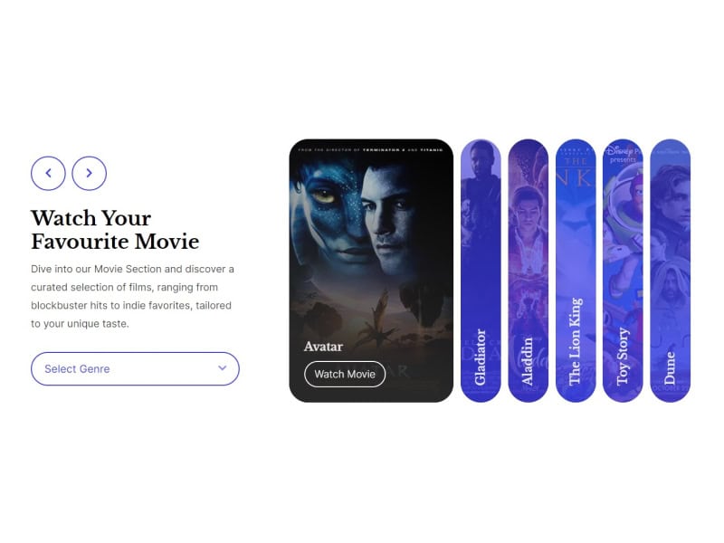 Expanding Content Cards with Select Dropdown Filter
